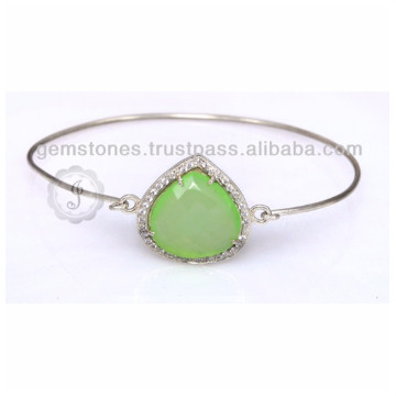 Pulseras de piedras preciosas de plata calcedonia hechas a mano para la venta al por mayor